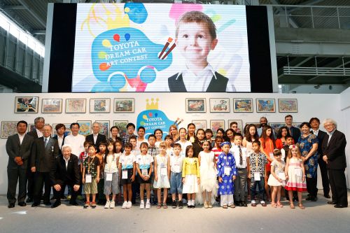 TOKYO, JAPAN - AUGUST 24: Juries and nominees pose for photographs during the 10th Annual Toyota Dream Car Art Contest Award Ceremony at Mega Web on August 24, 2016 in Tokyo, Japan. (Photo by Ken Ishii/Getty Images for TOYOTA MOTOR CORPORATION)